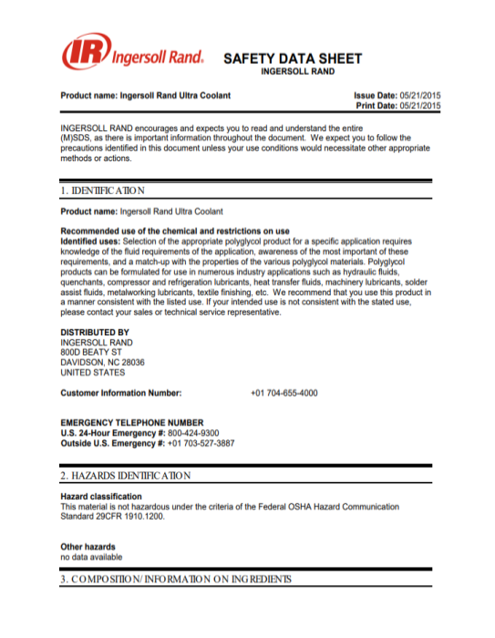 Ultra Coolant Lubricant Datasheet