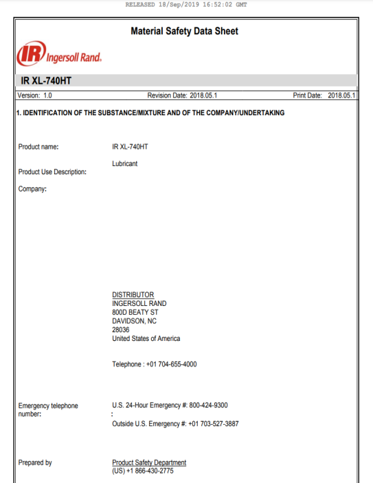 Safety Datasheet-XL740HT-AUSTRALIA-EN