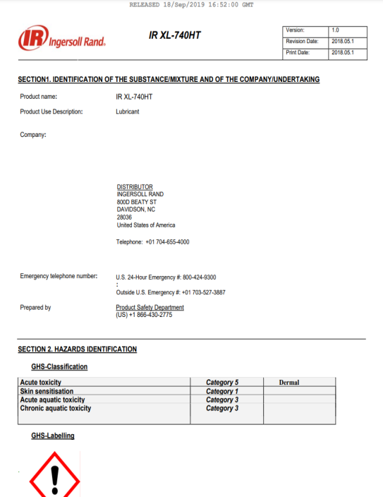 Safety Datasheet-XL740HT-THAILAND-EN