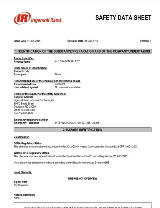 All Season Lubricant Datasheet