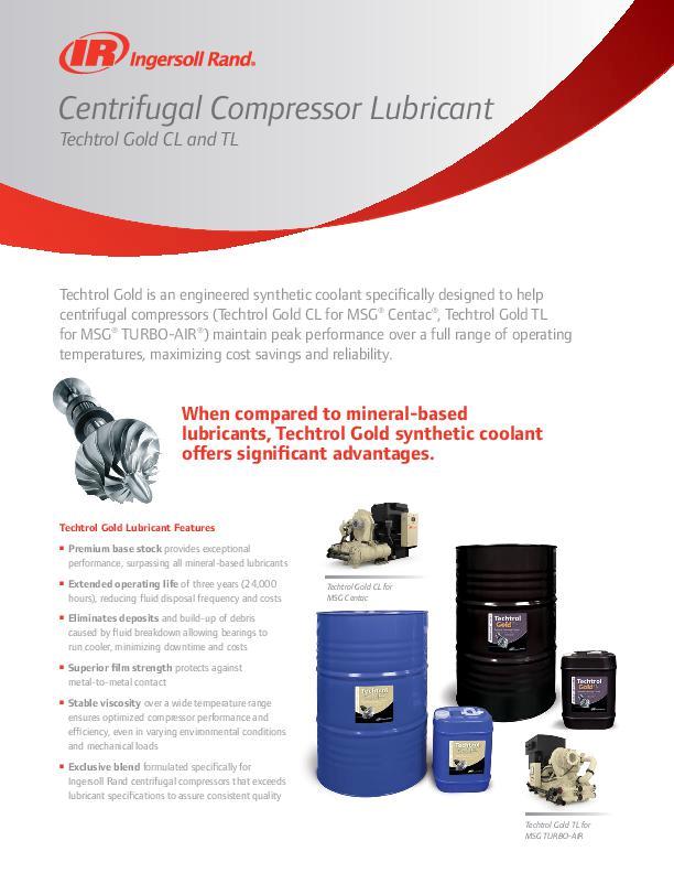 Centrifugal Compressor Lubricant Techtrol Gold CL And TL